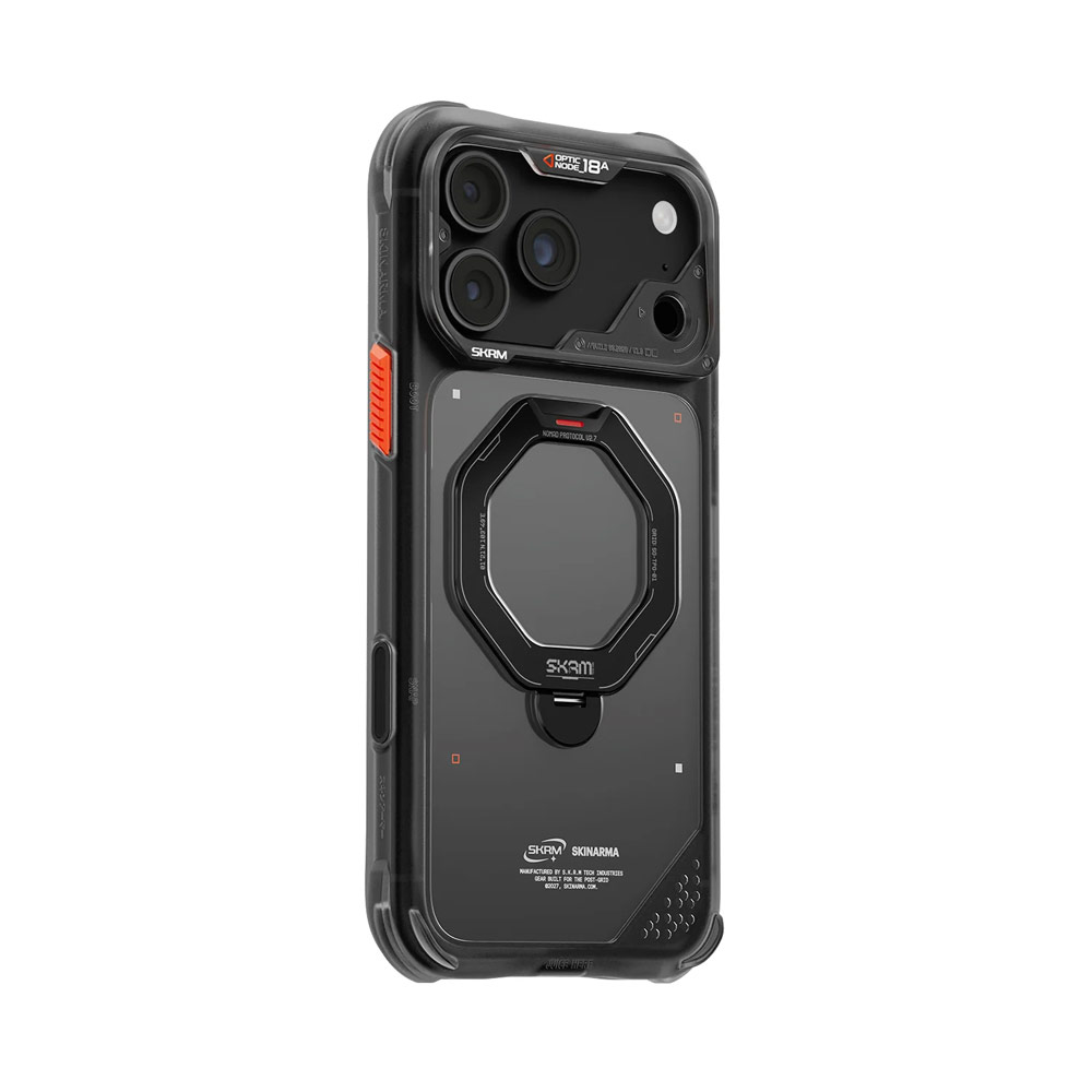 Picture of Apple iPhone 18 Pro Case | Skinarma Saturn Magnetic Charge 360° Rotatable Kickstand Drop Protection Case with Camera Control Button for iPhone 18 Pro 6.3 - Black