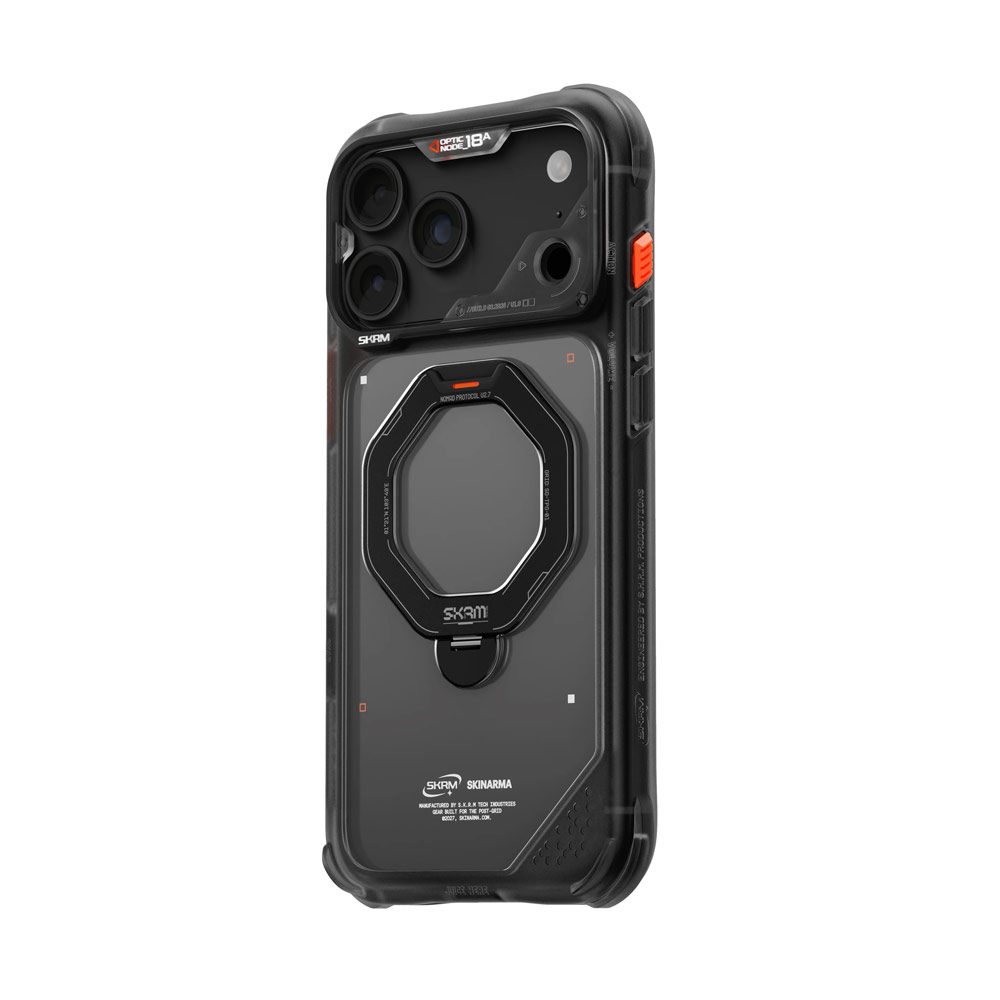 Picture of Apple iPhone 18 Pro Case | Skinarma Saturn Magnetic Charge 360° Rotatable Kickstand Drop Protection Case with Camera Control Button for iPhone 18 Pro 6.3 - Black