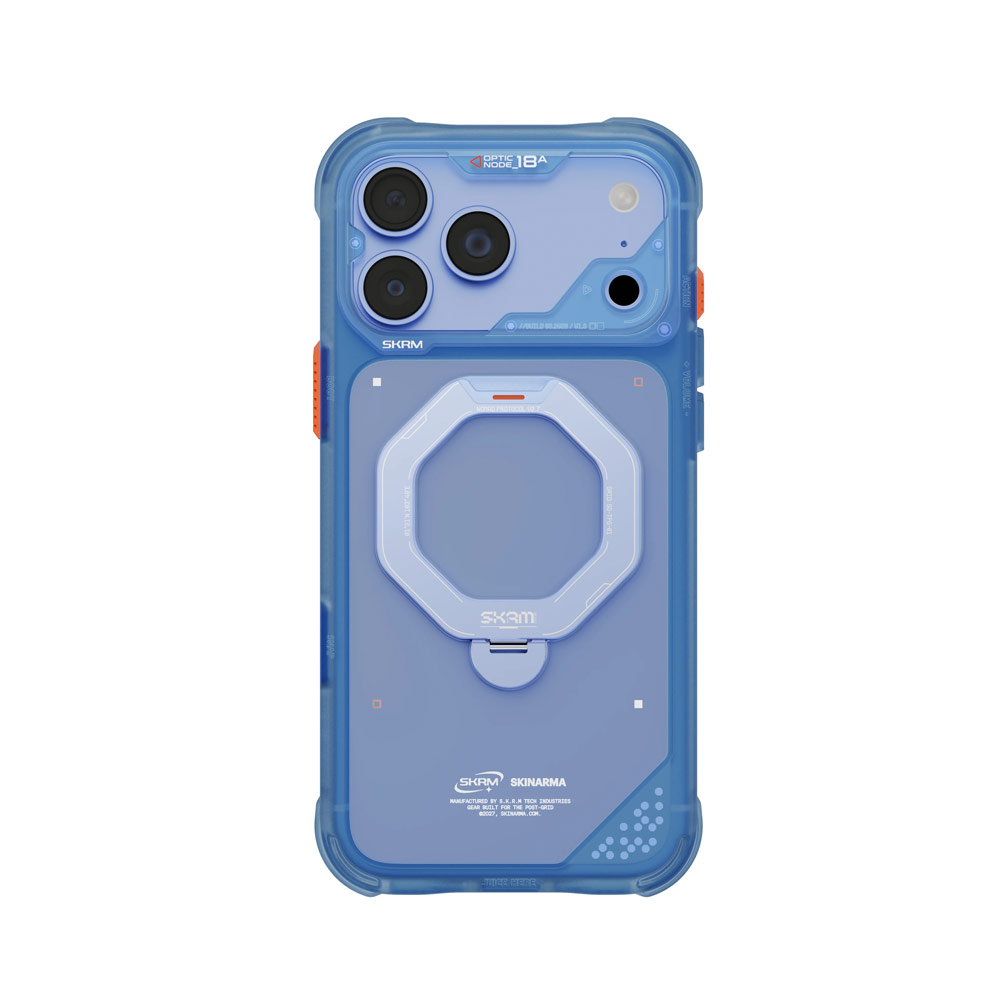 Picture of Apple iPhone 18 Pro Case | Skinarma Saturn Magnetic Charge 360° Rotatable Kickstand Drop Protection Case with Camera Control Button for iPhone 18 Pro 6.3 - Blue