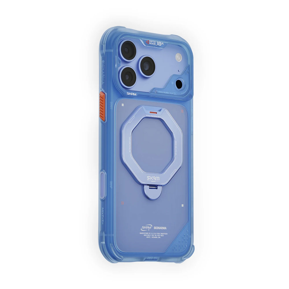 Picture of Apple iPhone 18 Pro Case | Skinarma Saturn Magnetic Charge 360° Rotatable Kickstand Drop Protection Case with Camera Control Button for iPhone 18 Pro 6.3 - Blue