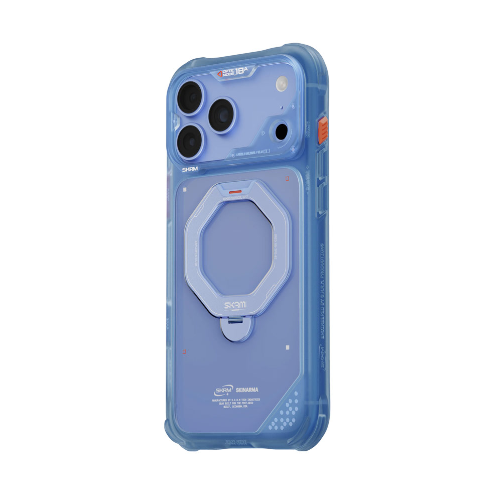 Picture of Apple iPhone 18 Pro Case | Skinarma Saturn Magnetic Charge 360° Rotatable Kickstand Drop Protection Case with Camera Control Button for iPhone 18 Pro 6.3 - Blue