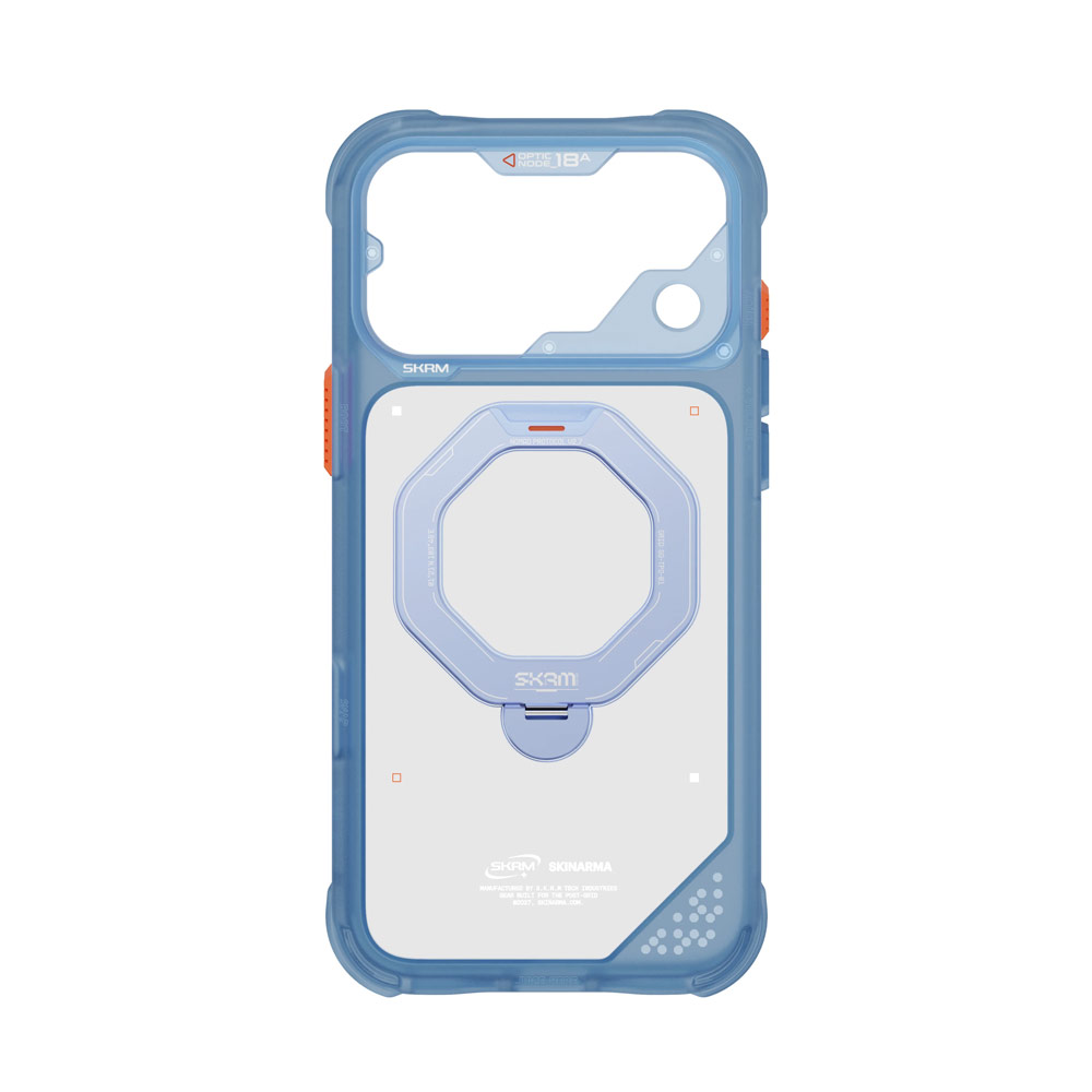 Picture of Apple iPhone 18 Pro Case | Skinarma Saturn Magnetic Charge 360° Rotatable Kickstand Drop Protection Case with Camera Control Button for iPhone 18 Pro 6.3 - Blue