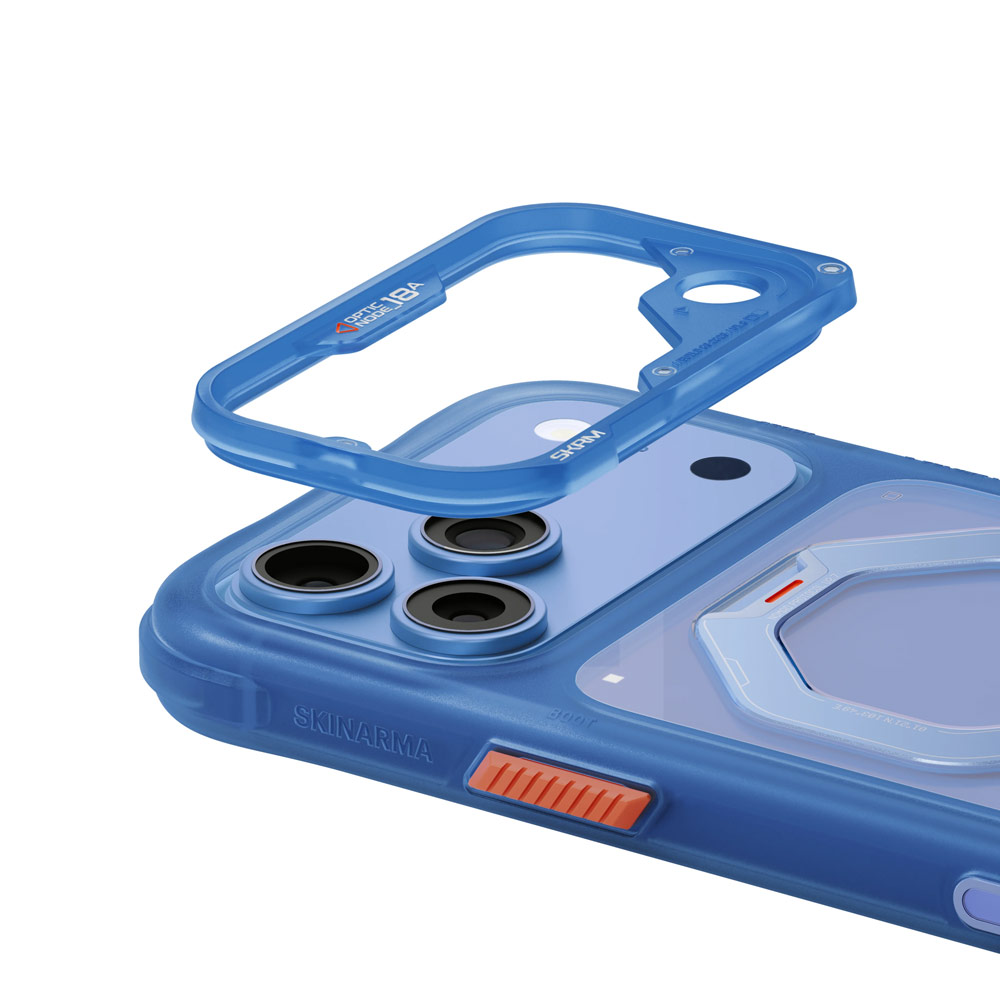 Picture of Apple iPhone 18 Pro Case | Skinarma Saturn Magnetic Charge 360° Rotatable Kickstand Drop Protection Case with Camera Control Button for iPhone 18 Pro 6.3 - Blue