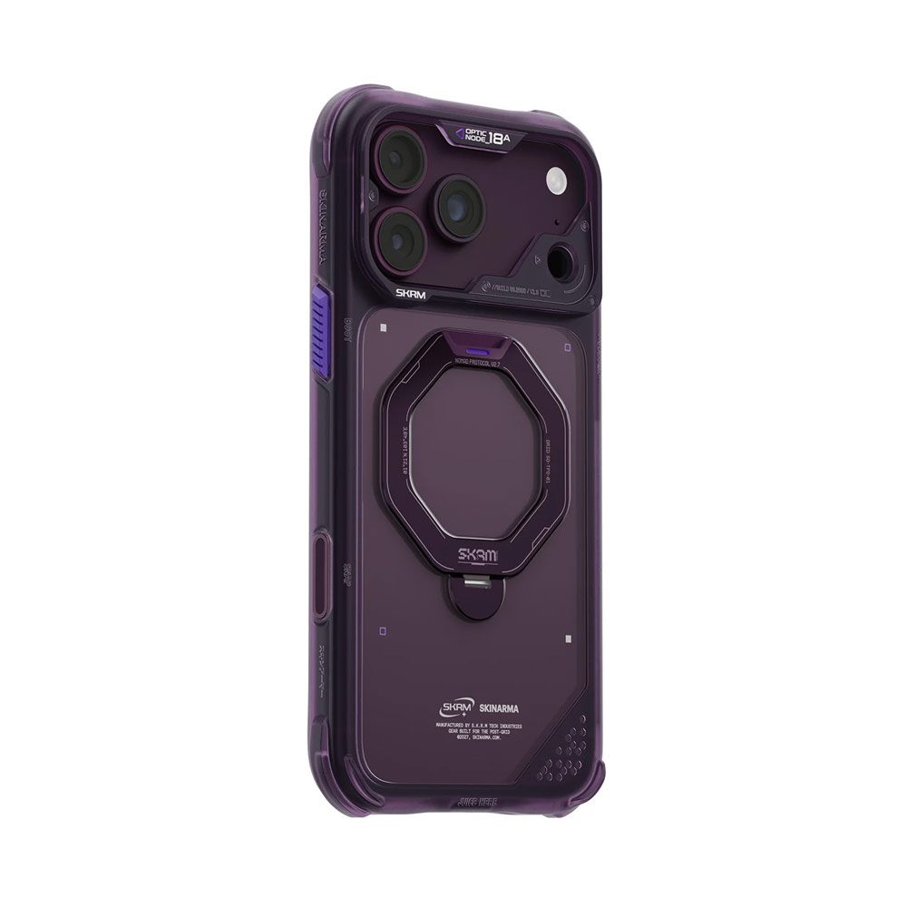 Picture of Apple iPhone 18 Pro Max Case | Skinarma Saturn Magnetic Charge 360° Rotatable Kickstand Drop Protection Case with Camera Control Button for iPhone 18 Pro Max 6.9 - Burgundy