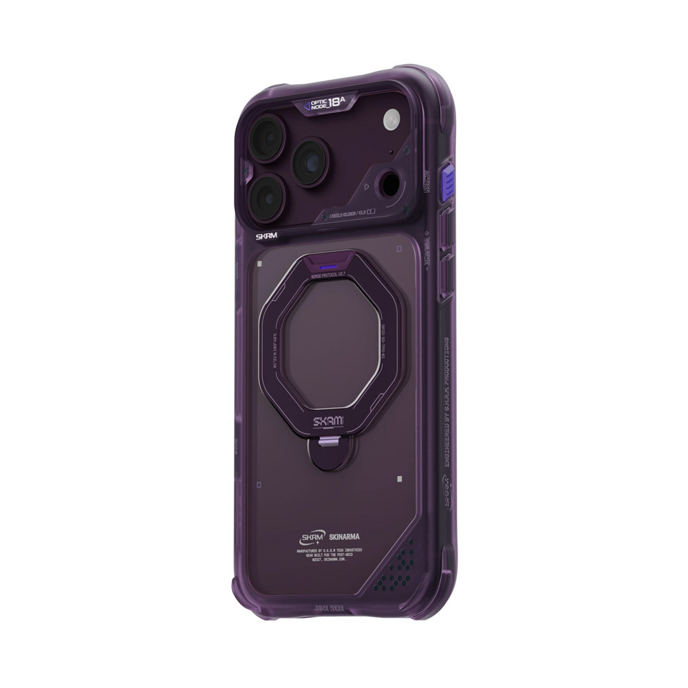 Picture of Apple iPhone 18 Pro Max Case | Skinarma Saturn Magnetic Charge 360° Rotatable Kickstand Drop Protection Case with Camera Control Button for iPhone 18 Pro Max 6.9 - Burgundy