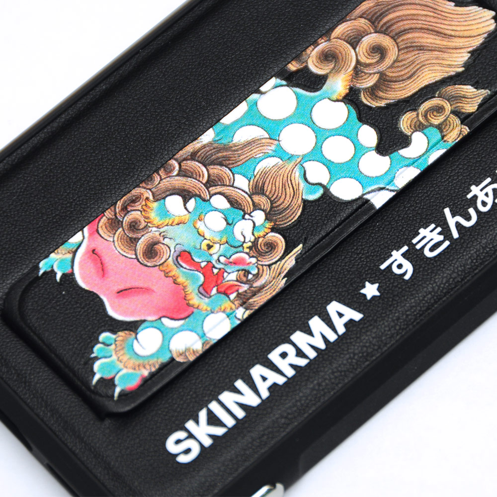 Picture of Apple iPhone 12 6.1 Case | Skinarma Shinwa Sutando Series  Drop Protection Case with Strap and Standable Vertical and Horizontal Portrait and Landscape Viewing Angle Standable Hand Grip Case for iPhone 12 iPhone 12 Pro 6.1 (Pixiu)