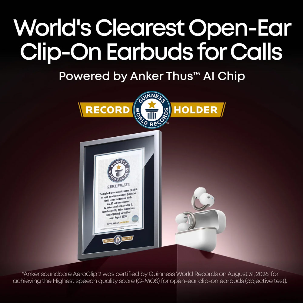 Picture of Soundcore by Anker AeroClip 2 Guinness-Certified Open-Ear Clip-On Earbuds with AI Clear Calls - Burgundy Red