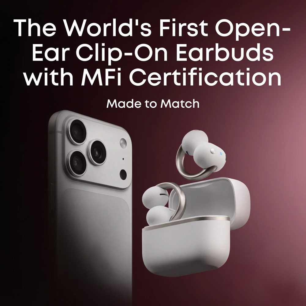 Picture of Soundcore by Anker AeroClip 2 Guinness-Certified Open-Ear Clip-On Earbuds with AI Clear Calls - Burgundy Red