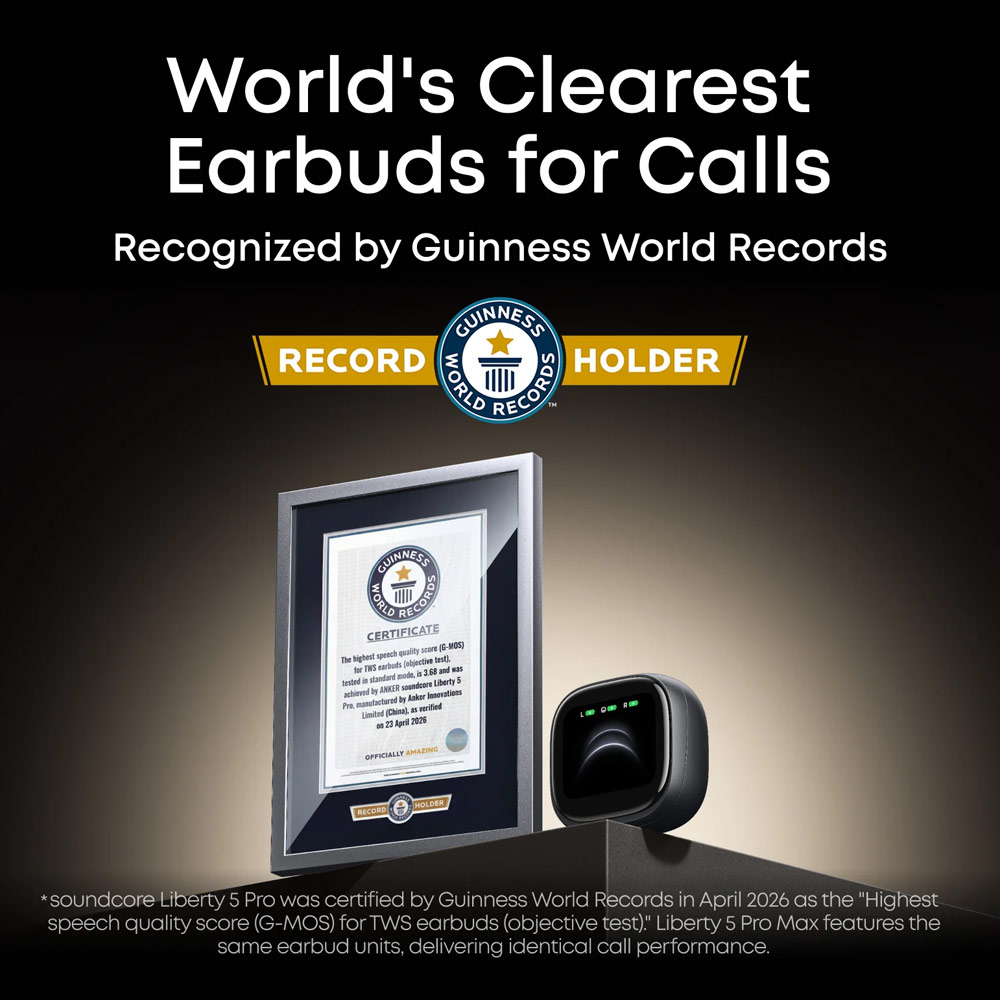 Picture of Soundcore by Anker Liberty 5 Pro Max ANC Wireless Earbuds Guinness World Records Clearest Clear Calls Adaptive Noise Cancelling LDAC Hi-Res Audio TWS Earbuds (Midnight Black)