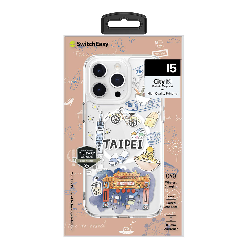 Picture of Apple iPhone 15 Pro Max 6.7 Case | Switcheasy Travel City Double In Mold Decoration Fashionable Magsafe Compatible Case for Apple iPhone 15 Pro Max 6.7 (Taipei)