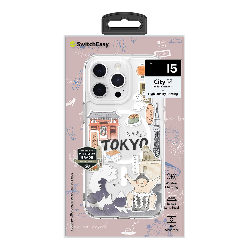 Picture of Apple iPhone 15 Pro Max 6.7 Case | Switcheasy Travel City Double In Mold Decoration Fashionable Magsafe Compatible Case for Apple iPhone 15 Pro Max 6.7 (Tokyo)