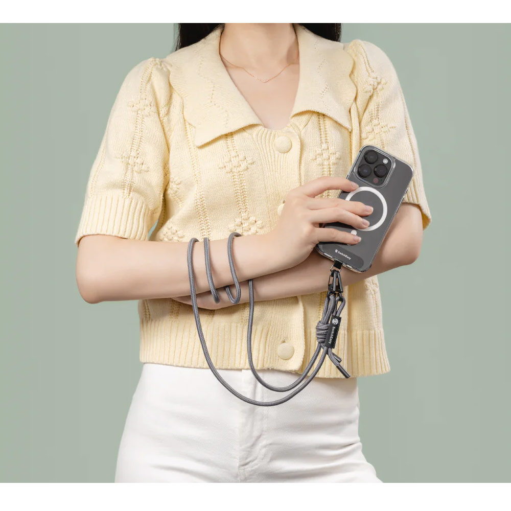 Picture of Switcheasy Easy Strap Crossbody Lanyard Shoulder Holder Card Link Adjustable Strap for any closed-bottom phone case (Gray)