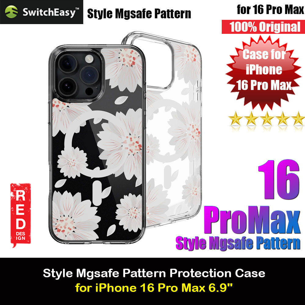 Picture of Switcheasy Style M Flower Fashionable Magsafe Compatible Case for iPhone 16 Pro Max 6.9 (White Flower) Apple iPhone 16 Pro Max 6.9- Apple iPhone 16 Pro Max 6.9 Cases, Apple iPhone 16 Pro Max 6.9 Covers, iPad Cases and a wide selection of Apple iPhone 16 Pro Max 6.9 Accessories in Malaysia, Sabah, Sarawak and Singapore 