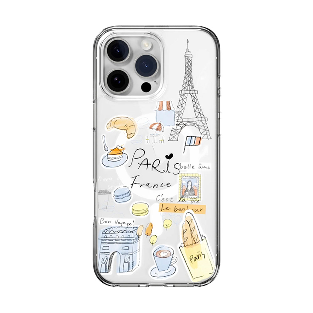 Picture of Apple iPhone 16 Pro 6.3 Case | Switcheasy Style M Travel City Fashionable Magsafe Compatible Case for iPhone 16 Pro 6.3 (Paris)