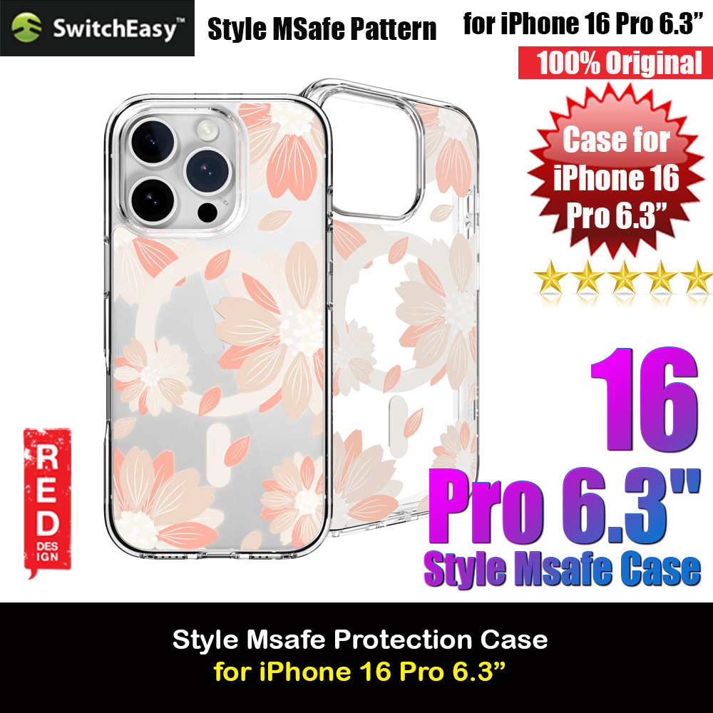 Picture of Switcheasy Style M Flower Fashionable Magsafe Compatible Case for iPhone 16 Pro 6.3 (Pink Flower) Apple iPhone 16 Pro 6.3- Apple iPhone 16 Pro 6.3 Cases, Apple iPhone 16 Pro 6.3 Covers, iPad Cases and a wide selection of Apple iPhone 16 Pro 6.3 Accessories in Malaysia, Sabah, Sarawak and Singapore 