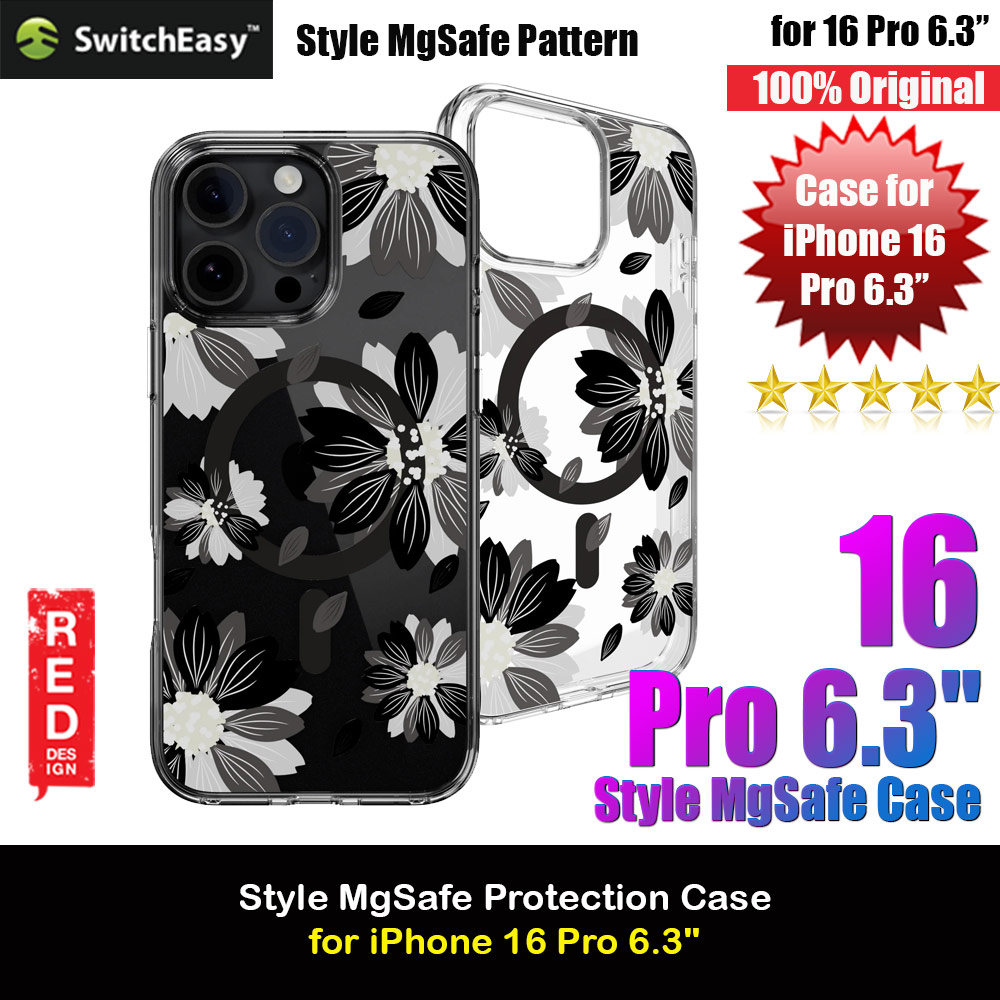 Picture of Switcheasy Style M Flower Fashionable Magsafe Compatible Case for iPhone 16 Pro 6.3 (Black Flower) Apple iPhone 16 Pro 6.3- Apple iPhone 16 Pro 6.3 Cases, Apple iPhone 16 Pro 6.3 Covers, iPad Cases and a wide selection of Apple iPhone 16 Pro 6.3 Accessories in Malaysia, Sabah, Sarawak and Singapore 