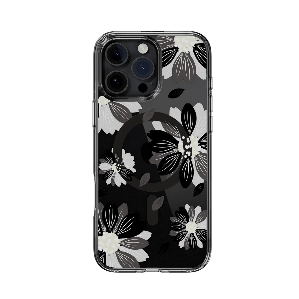 Picture of Apple iPhone 16 Pro 6.3 Case | Switcheasy Style M Flower Fashionable Magsafe Compatible Case for iPhone 16 Pro 6.3 (Black Flower)