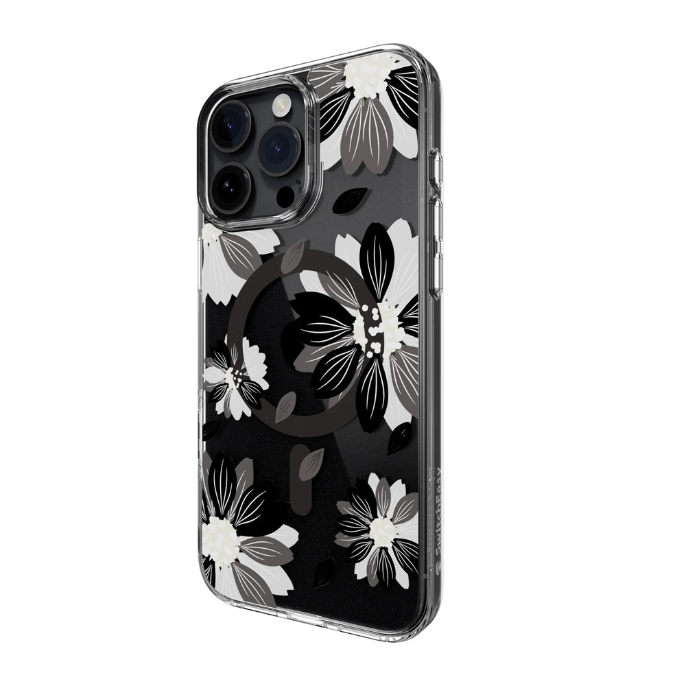 Picture of Apple iPhone 16 Pro 6.3 Case | Switcheasy Style M Flower Fashionable Magsafe Compatible Case for iPhone 16 Pro 6.3 (Black Flower)