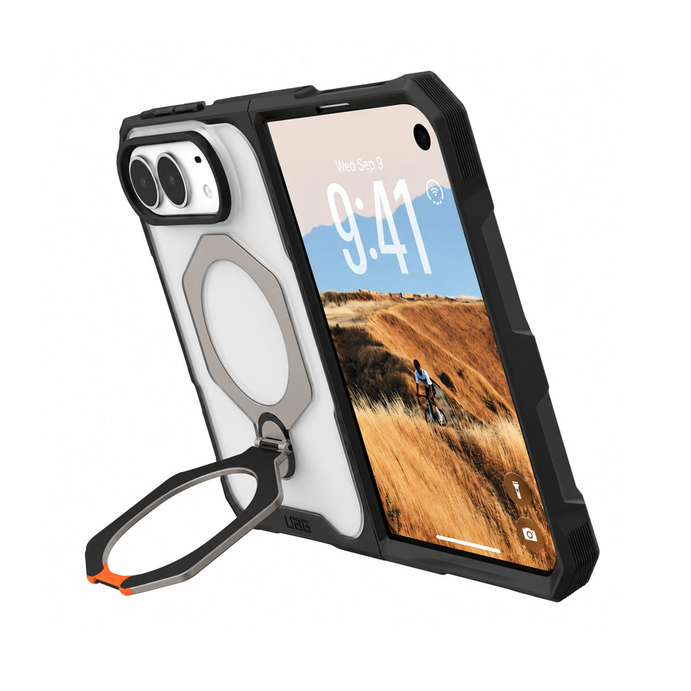 Picture of Apple iPhone Duo Case | UAG Mouve XTE Rotatable Metal Kickstand Magnetic Drop Protection Case for iPhone Duo - Ice