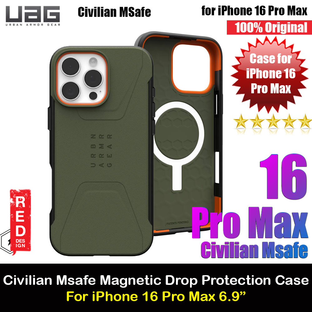 Picture of UAG Civilian Magsafe Drop Proof Shock Absorbing Drop Protection Case Case for iPhone 16 Pro Max 6.9 (Olive Drab) Apple iPhone 16 Pro Max 6.9- Apple iPhone 16 Pro Max 6.9 Cases, Apple iPhone 16 Pro Max 6.9 Covers, iPad Cases and a wide selection of Apple iPhone 16 Pro Max 6.9 Accessories in Malaysia, Sabah, Sarawak and Singapore 