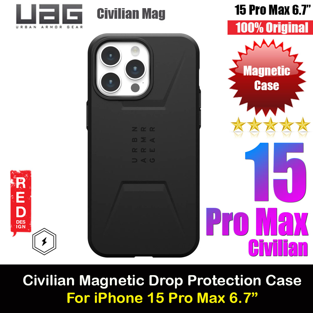 Picture of UAG Civilian Magsafe Drop Proof Shock Absorbing Drop Protection Case Case for iPhone 15 Pro Max 6.7 (Black) Apple iPhone 15 Pro Max 6.7- Apple iPhone 15 Pro Max 6.7 Cases, Apple iPhone 15 Pro Max 6.7 Covers, iPad Cases and a wide selection of Apple iPhone 15 Pro Max 6.7 Accessories in Malaysia, Sabah, Sarawak and Singapore 