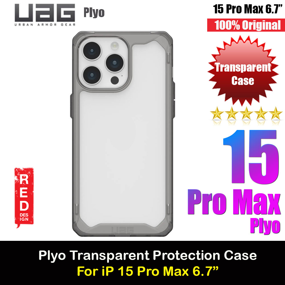 Apple iPhone 15 Pro Max 6.7 Case  UAG Plyo Drop Proof Shock Impact  Resistant Transparent Clear Case for iPhone 15 Pro Max 6.7 (Ash) Gadget  Lifestyle Art by Red Design