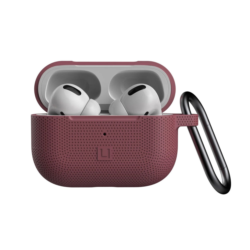 Picture of Apple Airpods Pro Case | UAG [U] Dot Silicone Airpdds Pro Case with Detachable Carabiner for Airpods Pro Airpod Pro (Aubergine)