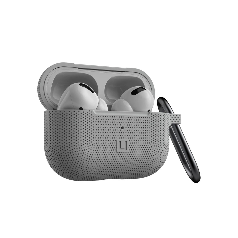 Picture of Apple Airpods Pro Case | UAG [U] Dot Silicone Airpdds Pro Case with Detachable Carabiner for Airpods Pro Airpod Pro (Grey)