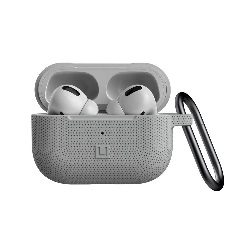 Picture of Apple Airpods Pro Case | UAG [U] Dot Silicone Airpdds Pro Case with Detachable Carabiner for Airpods Pro Airpod Pro (Grey)