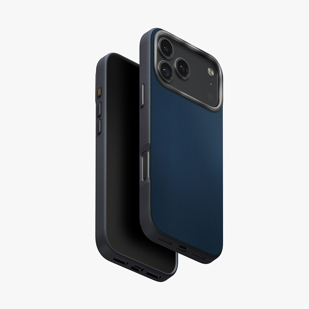 Picture of Apple iPhone 17 Pro Max 6.9 Case | Uniq Lyden DS Premium Leatherette Magclick Protection Case for iPhone 17 Pro Max 6.9 (Steel Blue)