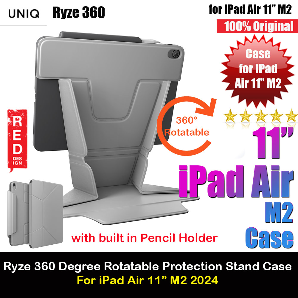 Picture of Uniq Ryze 360 Degree Rotatable Standable as Stand Holder Protection Case for iPad Air 11 M2 2024 (Grey) Apple iPad Air 11 M2 2024- Apple iPad Air 11 M2 2024 Cases, Apple iPad Air 11 M2 2024 Covers, iPad Cases and a wide selection of Apple iPad Air 11 M2 2024 Accessories in Malaysia, Sabah, Sarawak and Singapore 