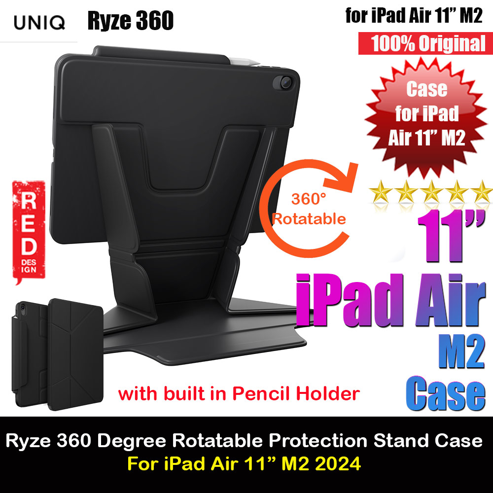 Picture of Uniq Ryze 360 Degree Rotatable Standable as Stand Holder Protection Case for iPad Air 11 M2 2024 (Black) Apple iPad Air 11 M2 2024- Apple iPad Air 11 M2 2024 Cases, Apple iPad Air 11 M2 2024 Covers, iPad Cases and a wide selection of Apple iPad Air 11 M2 2024 Accessories in Malaysia, Sabah, Sarawak and Singapore 