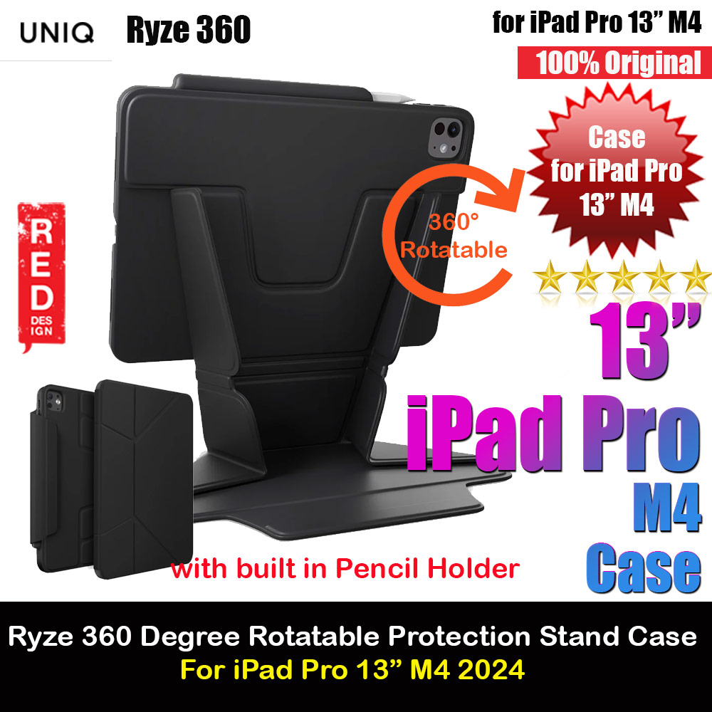 Picture of Uniq Ryze 360 Degree Rotatable Standable as Stand Holder Protection Case for iPad Pro 13 M4 2024 (Black) Apple iPad Pro 13 M4 2024- Apple iPad Pro 13 M4 2024 Cases, Apple iPad Pro 13 M4 2024 Covers, iPad Cases and a wide selection of Apple iPad Pro 13 M4 2024 Accessories in Malaysia, Sabah, Sarawak and Singapore 