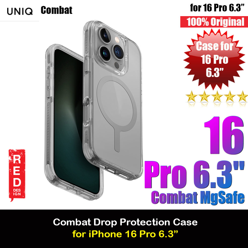 Picture of Uniq Magclick Combat Hybrid Ultra Tough Drop Protection Magnetic Charge Compatible Case for iPhone 16 Pro 6.3 (Stone Grey) Apple iPhone 16 Pro 6.3- Apple iPhone 16 Pro 6.3 Cases, Apple iPhone 16 Pro 6.3 Covers, iPad Cases and a wide selection of Apple iPhone 16 Pro 6.3 Accessories in Malaysia, Sabah, Sarawak and Singapore 