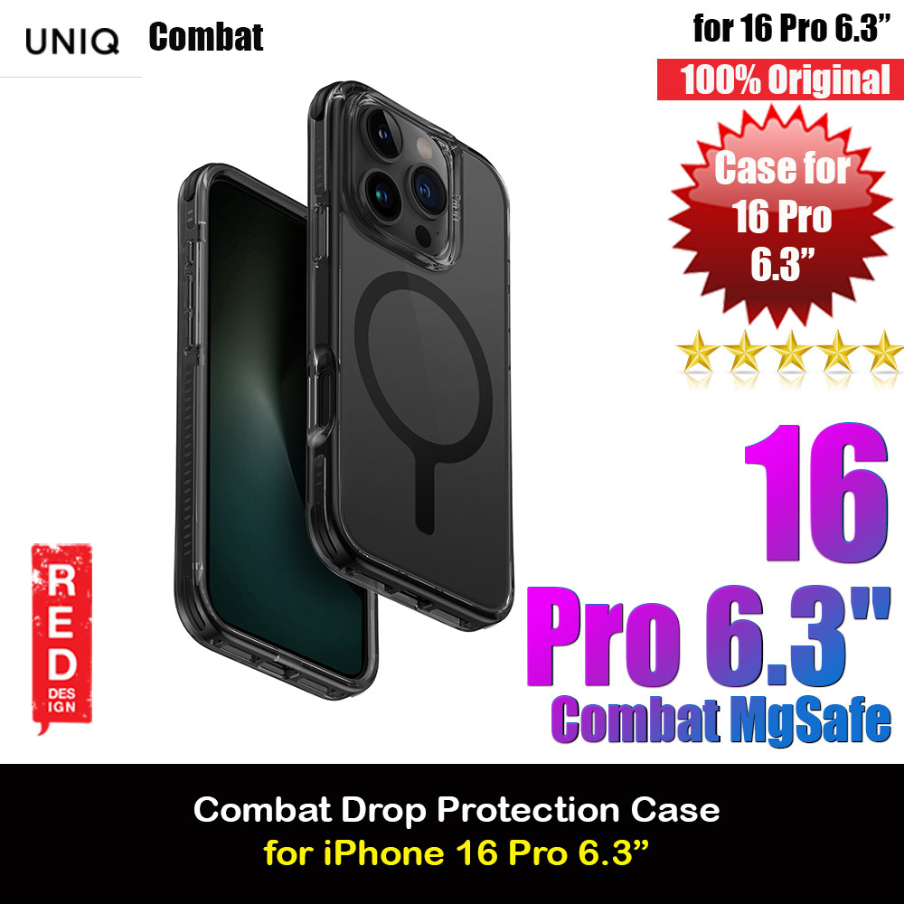 Picture of Uniq Magclick Combat Hybrid Ultra Tough Drop Protection Magnetic Charge Compatible Case for iPhone 16 Pro 6.3 (Black) Apple iPhone 16 Pro 6.3- Apple iPhone 16 Pro 6.3 Cases, Apple iPhone 16 Pro 6.3 Covers, iPad Cases and a wide selection of Apple iPhone 16 Pro 6.3 Accessories in Malaysia, Sabah, Sarawak and Singapore 