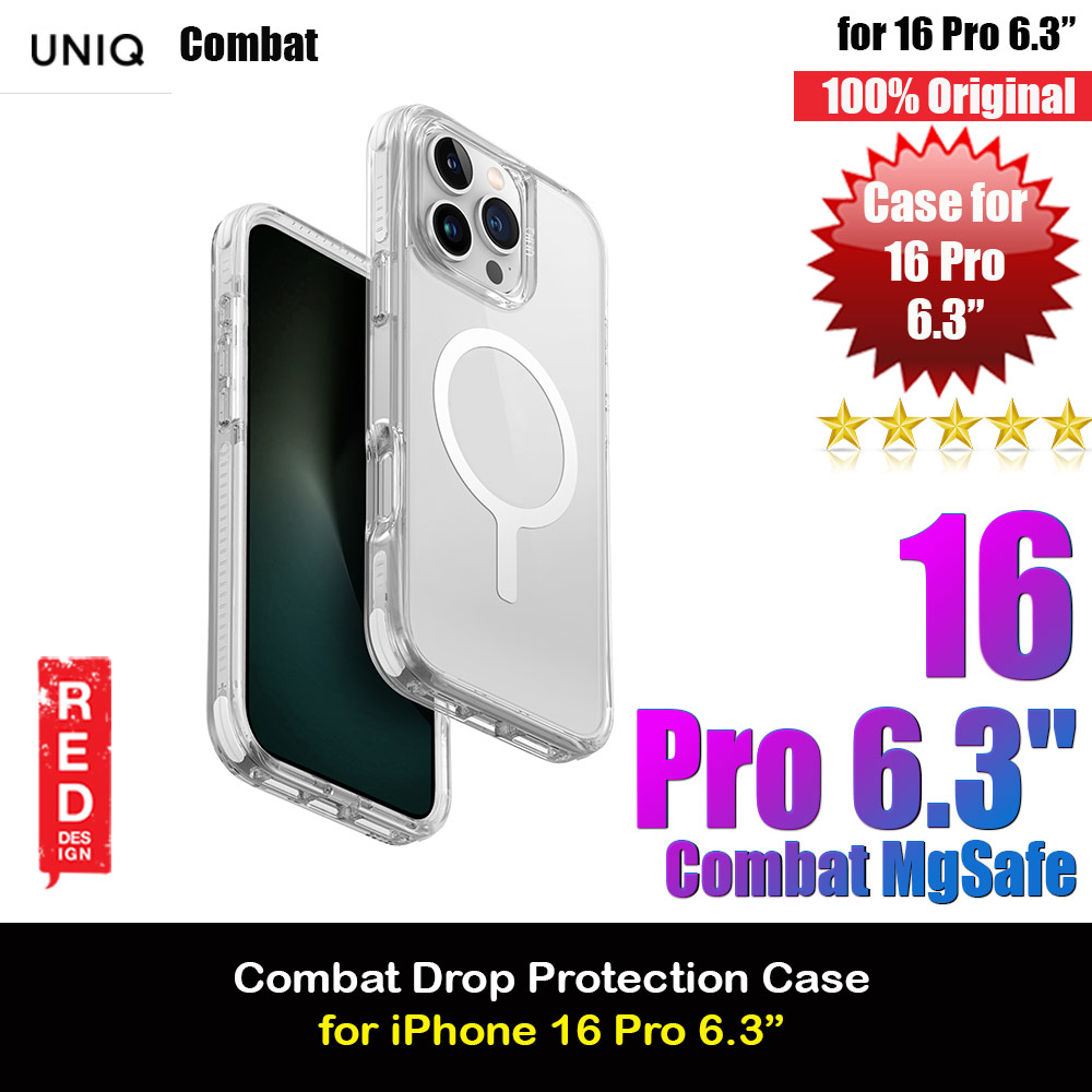 Picture of Uniq Magclick Combat Hybrid Ultra Tough Drop Protection Magnetic Charge Compatible Case for iPhone 16 Pro 6.3 (Lume White) Apple iPhone 16 Pro 6.3- Apple iPhone 16 Pro 6.3 Cases, Apple iPhone 16 Pro 6.3 Covers, iPad Cases and a wide selection of Apple iPhone 16 Pro 6.3 Accessories in Malaysia, Sabah, Sarawak and Singapore 