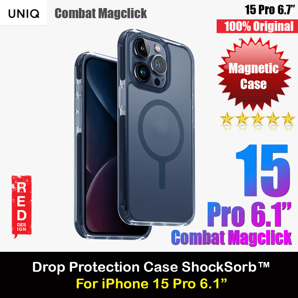 Picture of Uniq Magclick Combat Hybrid Ultra Tough Drop Protection Magnetic Charge Compatible Case for iPhone 15 Pro 6.1 (Blue) Apple iPhone 15 Pro 6.1- Apple iPhone 15 Pro 6.1 Cases, Apple iPhone 15 Pro 6.1 Covers, iPad Cases and a wide selection of Apple iPhone 15 Pro 6.1 Accessories in Malaysia, Sabah, Sarawak and Singapore 