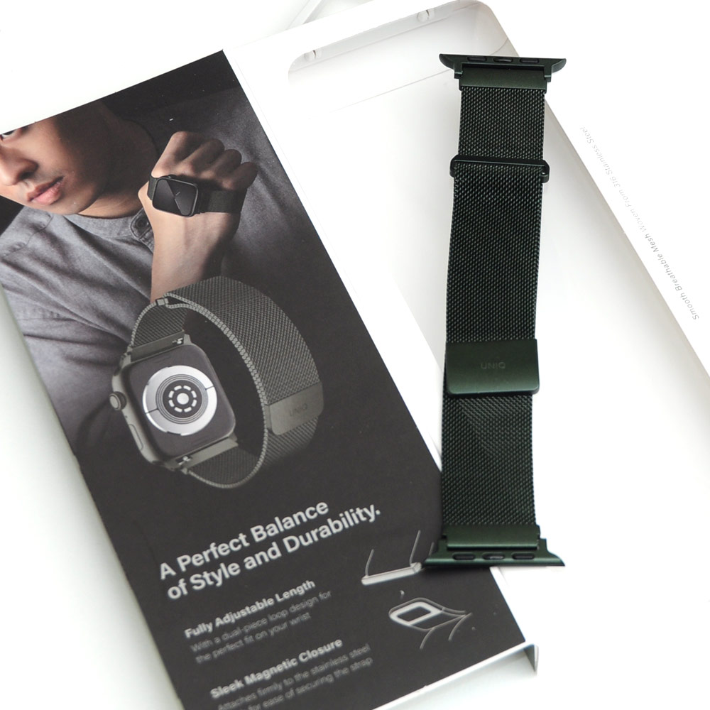 Picture of Apple Watch 42mm  | Uniq Dante Milanese Mesh Loop Strap Stainless Steel with Magnetic Clasp  Strap for Apple Watch 42mm 44mm 45mm (Green)