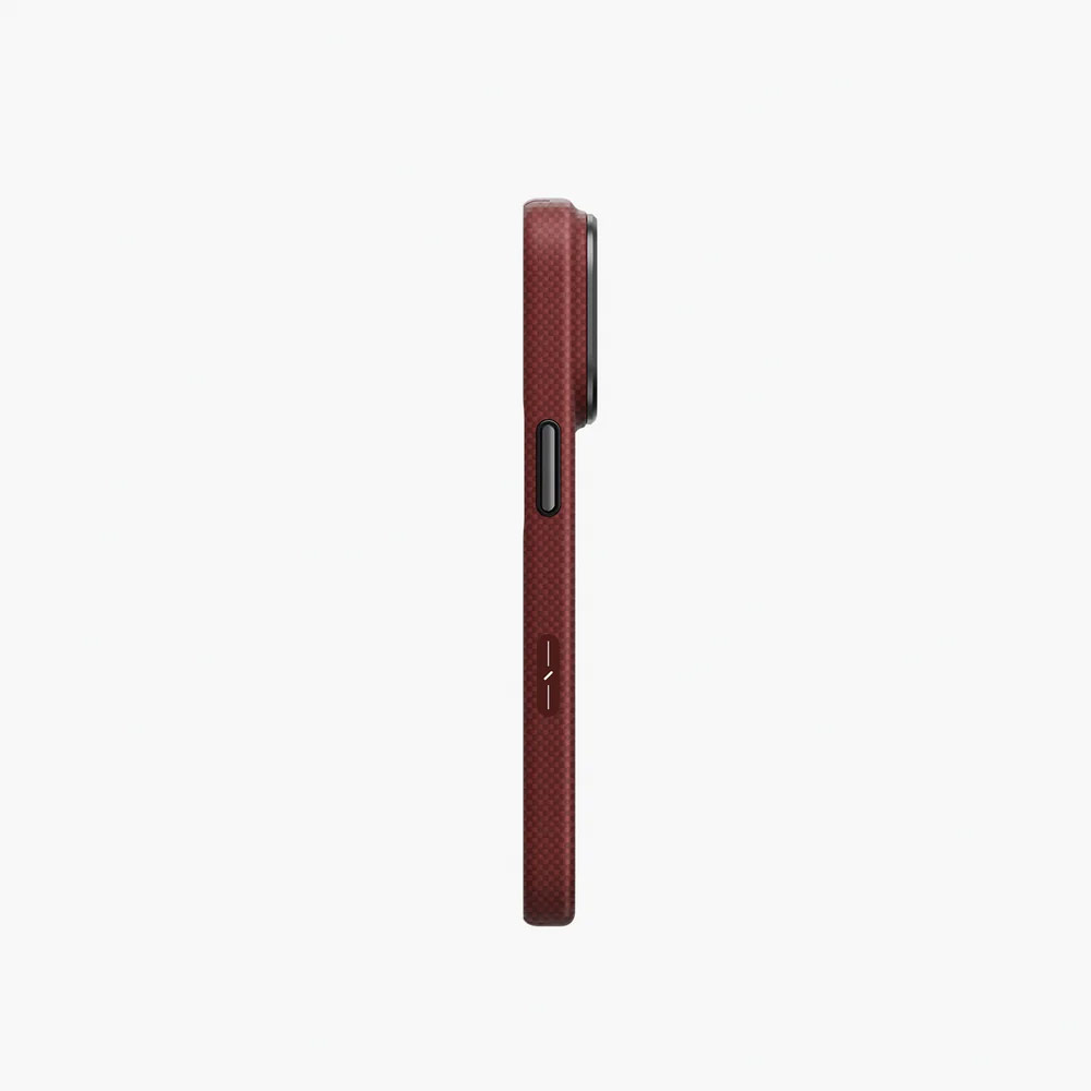 Picture of Apple iPhone 18 Pro Case | Uniq Keva Edge Slimline 100% Aramid Magnetic Case with Camera Control Button for iPhone 18 Pro- Ember Red