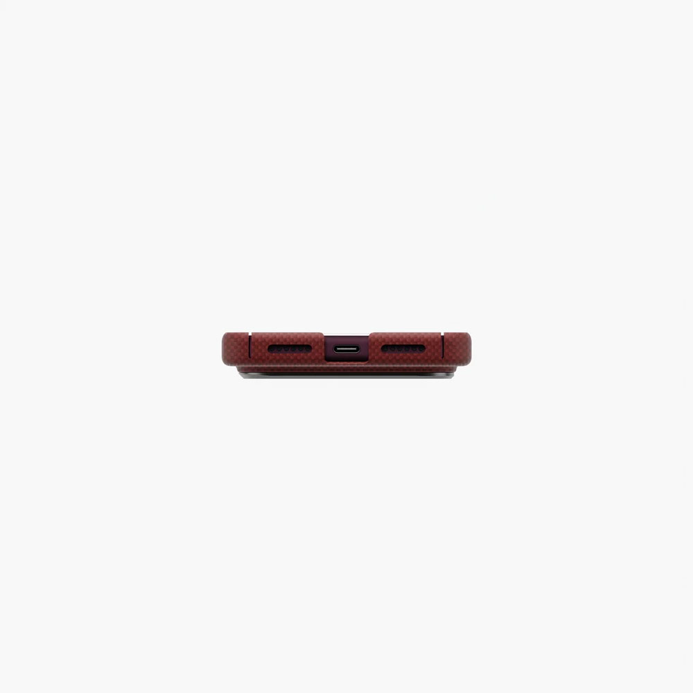 Picture of Apple iPhone 18 Pro Case | Uniq Keva Edge Slimline 100% Aramid Magnetic Case with Camera Control Button for iPhone 18 Pro- Ember Red