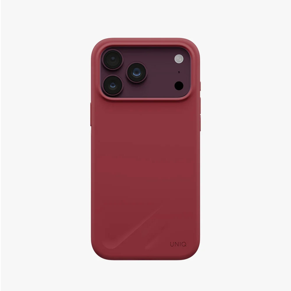 Picture of Apple iPhone 18 Pro Max Case | Uniq Lino Hybrid Silicone Lightweight Magnetic Protection Case with Camera Control Button for iPhone 18 Pro Max - Cranberry Red