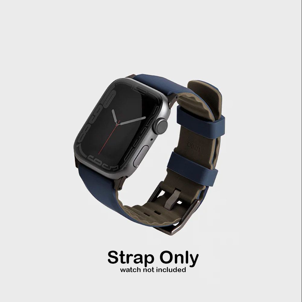 Picture of Apple Watch 42mm  | Uniq Linus Waterproof AiroSoft TM Breathable Silicone Strap Apple Watch 49 Ultra 45mm 44mm 42mm Series 1 2 3 4 5 6 7 SE 8 (Nautical Blue)