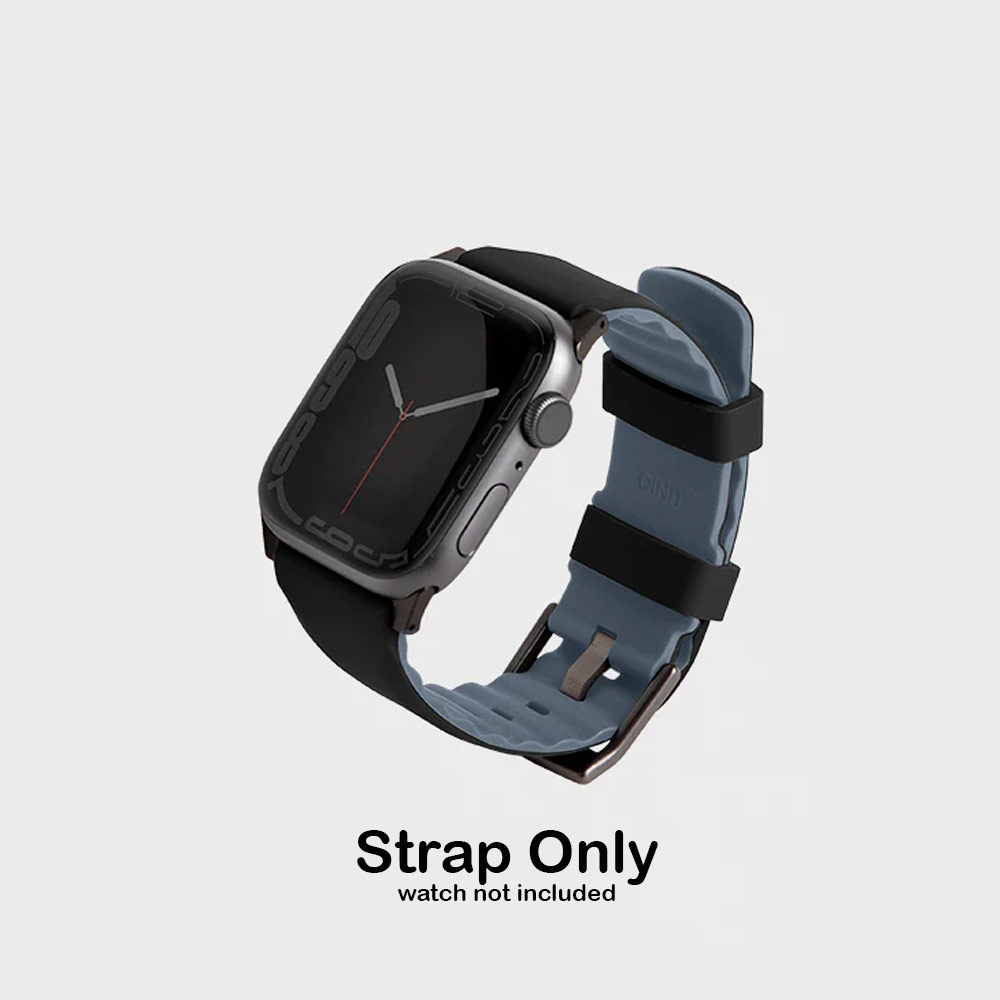 Picture of Apple Watch 42mm  | Uniq Linus Waterproof AiroSoft TM Breathable Silicone Strap Apple Watch 49 Ultra 45mm 44mm 42mm Series 1 2 3 4 5 6 7 SE 8 (Midnight Black)