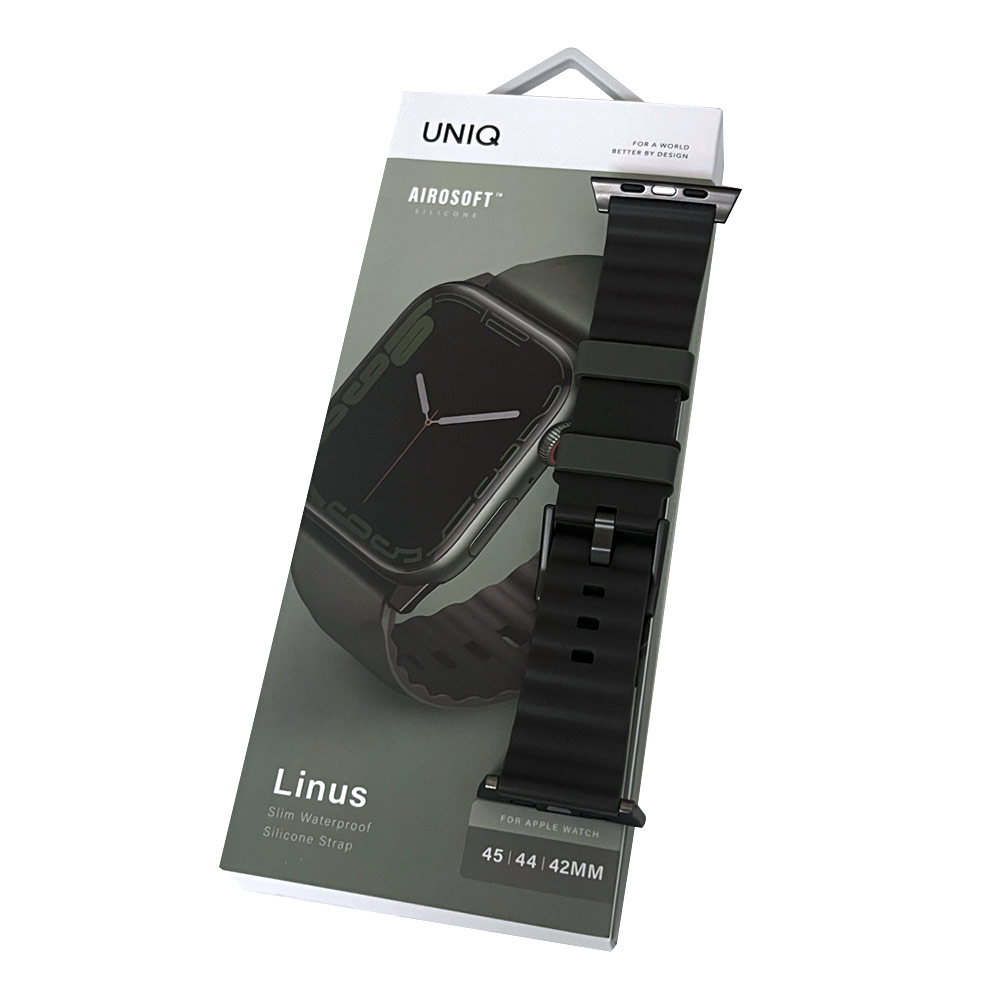 Picture of Apple Watch 42mm  | Uniq Linus Waterproof AiroSoft TM Breathable Silicone Strap Apple Watch 49 Ultra 45mm 44mm 42mm Series 1 2 3 4 5 6 7 SE 8 (Moss Green)