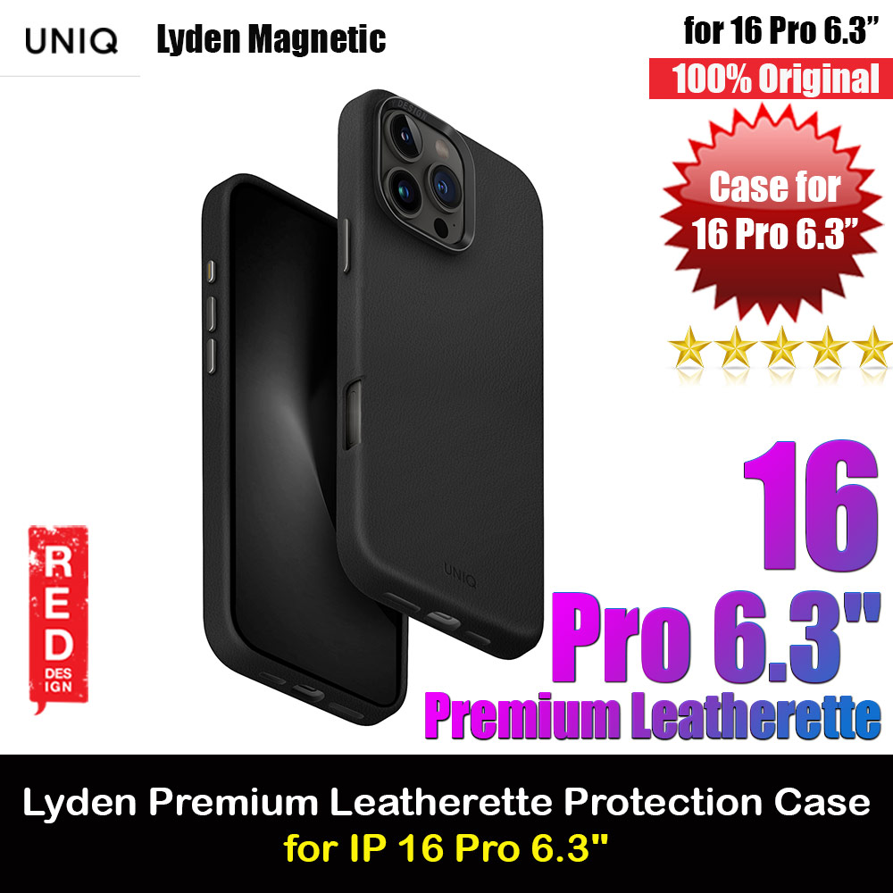 Picture of Uniq Lyden Premium Leatherette Magnetic Protection Case for iPhone 16 Pro 6.3 (Black) Apple iPhone 16 Pro 6.3- Apple iPhone 16 Pro 6.3 Cases, Apple iPhone 16 Pro 6.3 Covers, iPad Cases and a wide selection of Apple iPhone 16 Pro 6.3 Accessories in Malaysia, Sabah, Sarawak and Singapore 