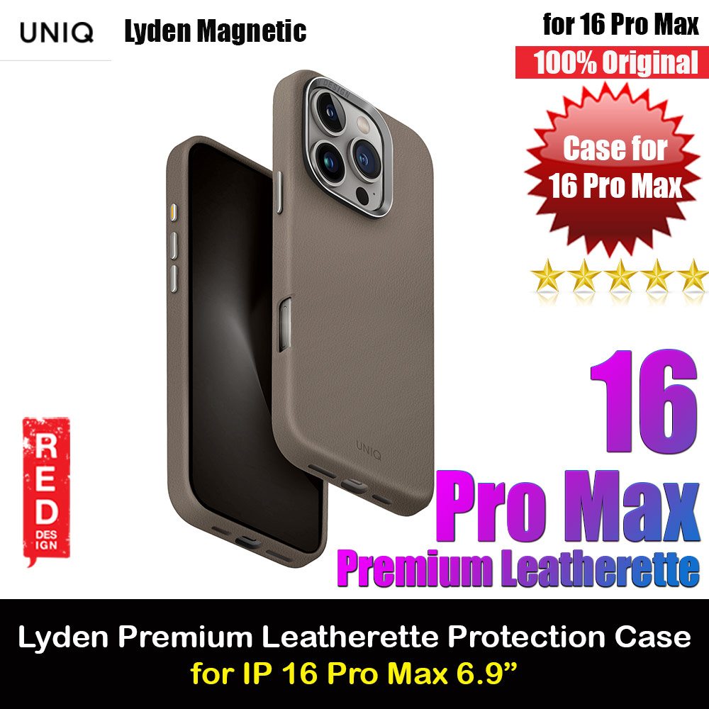 Picture of Uniq Lyden Premium Leatherette Magnetic Protection Case for iPhone 16 Pro Max 6.9 (Flint Grey) Apple iPhone 16 Pro Max 6.9- Apple iPhone 16 Pro Max 6.9 Cases, Apple iPhone 16 Pro Max 6.9 Covers, iPad Cases and a wide selection of Apple iPhone 16 Pro Max 6.9 Accessories in Malaysia, Sabah, Sarawak and Singapore 