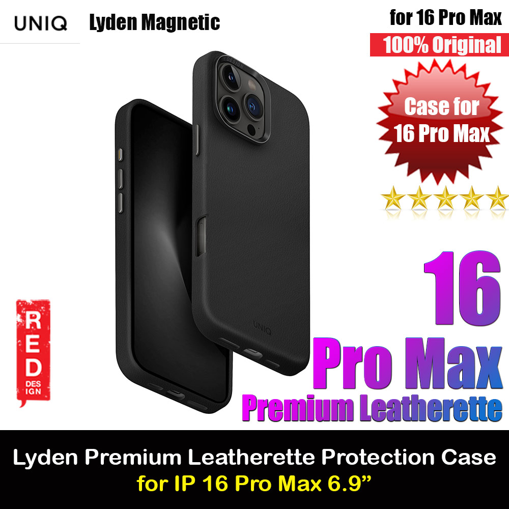 Picture of Uniq Lyden Premium Leatherette Magnetic Protection Case for iPhone 16 Pro Max 6.9 (Black) Apple iPhone 16 Pro Max 6.9- Apple iPhone 16 Pro Max 6.9 Cases, Apple iPhone 16 Pro Max 6.9 Covers, iPad Cases and a wide selection of Apple iPhone 16 Pro Max 6.9 Accessories in Malaysia, Sabah, Sarawak and Singapore 