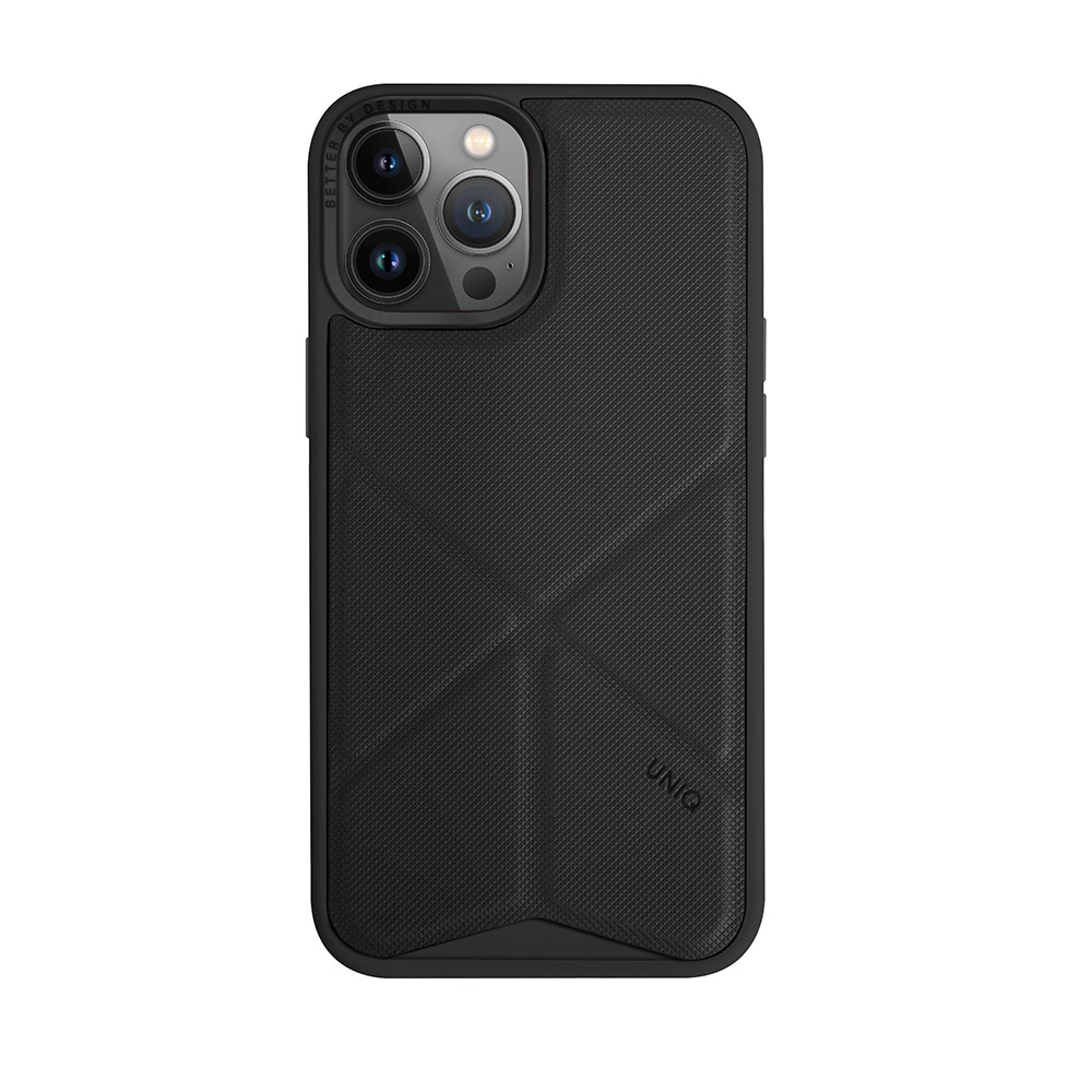 Picture of Apple iPhone 14 Pro 6.1 Case | Uniq MagClick Transforma Drop Protection Stand Case Magsafe Compatible for iPhone 14 Pro 6.1 (Ebony Black)