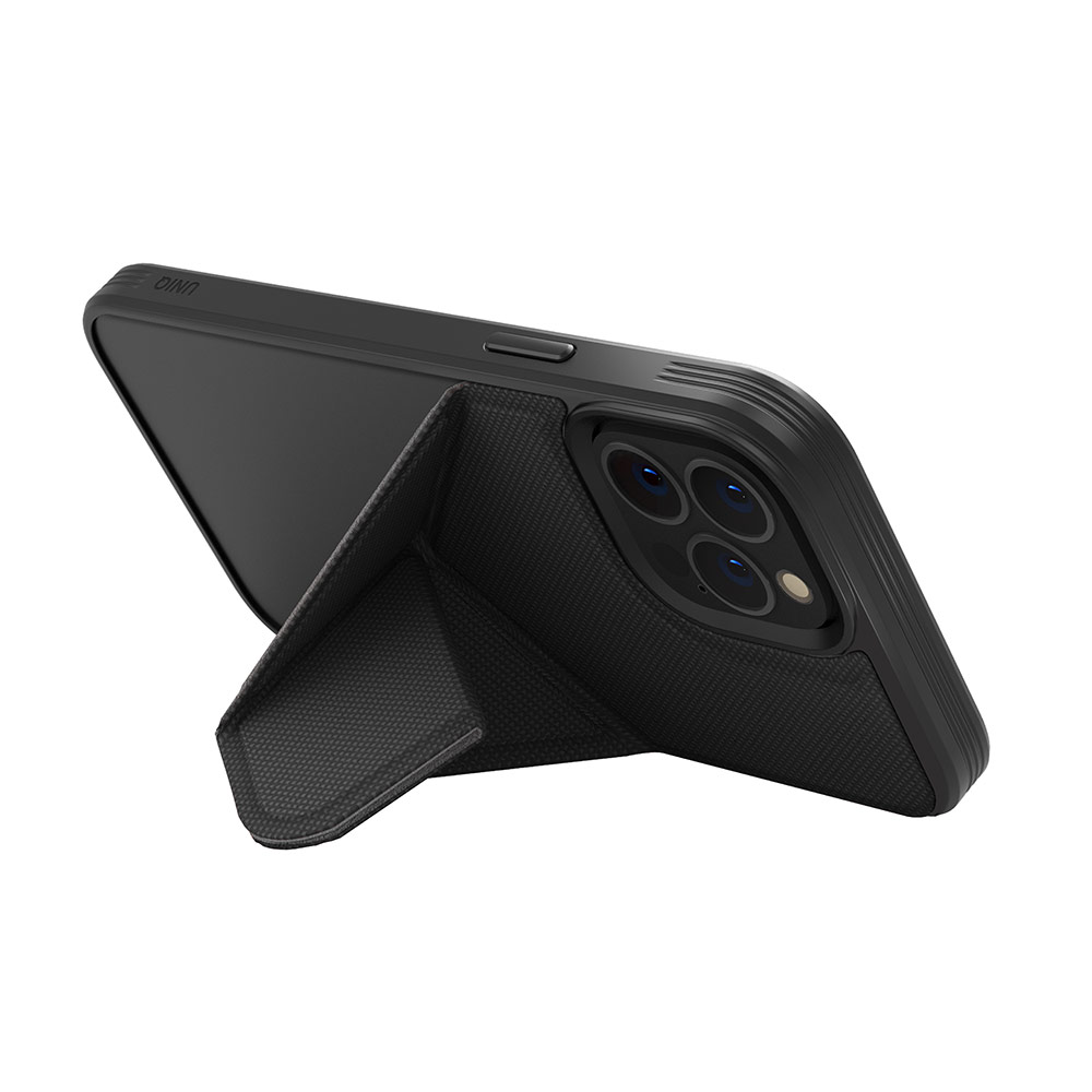 Picture of Apple iPhone 14 Pro 6.1 Case | Uniq MagClick Transforma Drop Protection Stand Case Magsafe Compatible for iPhone 14 Pro 6.1 (Ebony Black)