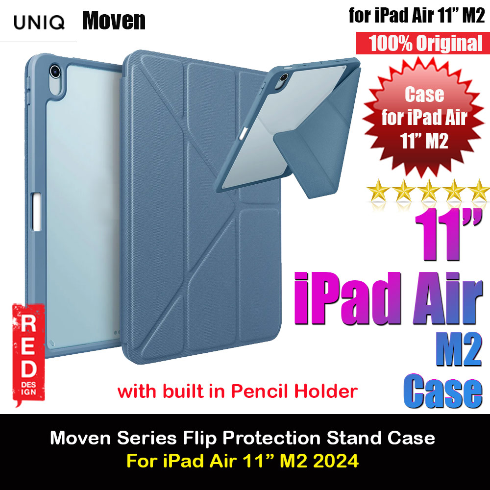 Picture of Uniq Moven Tough Hybrid Case with Clear Scratch-Resistant Black Protection Flip and Standable Case with Pen Storage for iPad Air 11 M2 2024 (Blue) Apple iPad Air 11 M2 2024- Apple iPad Air 11 M2 2024 Cases, Apple iPad Air 11 M2 2024 Covers, iPad Cases and a wide selection of Apple iPad Air 11 M2 2024 Accessories in Malaysia, Sabah, Sarawak and Singapore 